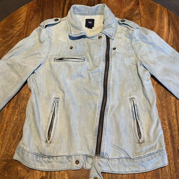 Gap Biker Beach Jean jacket woman’s size small - Picture 1 of 9